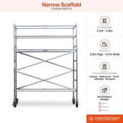 2.3m – 2.6m Narrow Aluminium Mobile Scaffold Base Tower