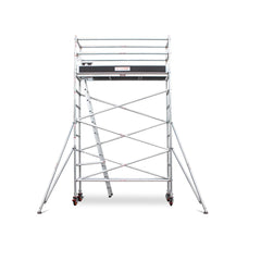 3.5m – 3.8m Narrow Aluminium Mobile Scaffold Base Tower with 4 Outriggers & Kickboards