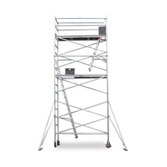 5.5m - 5.8m Narrow Aluminium Mobile Scaffold Base Tower with 4 Outriggers & Kickboards