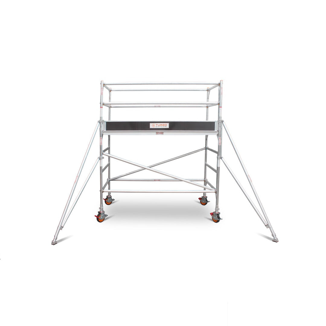 1.9m – 2.2m Wide Aluminium Mobile Scaffold Base Tower with 2 Outriggers & Kickboards