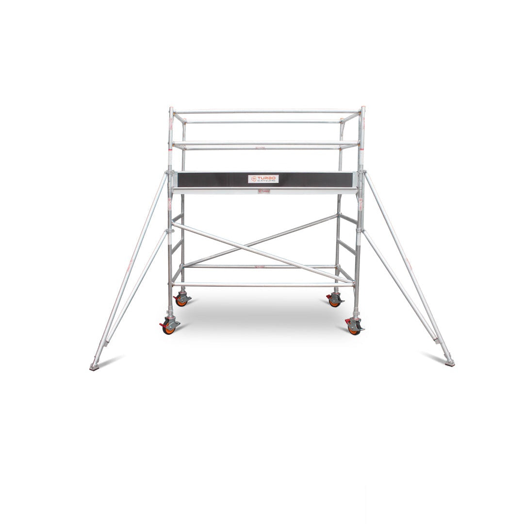 1.9m – 2.2m Wide Aluminium Mobile Scaffold Base Tower with 4 Outriggers & Kickboards