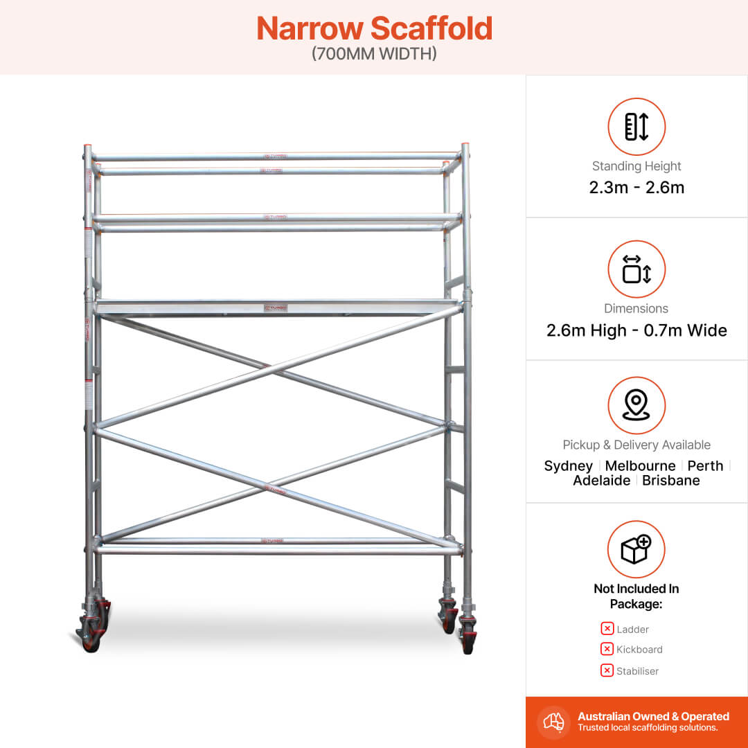 2.3m – 2.6m Narrow Aluminium Mobile Scaffold Base Tower