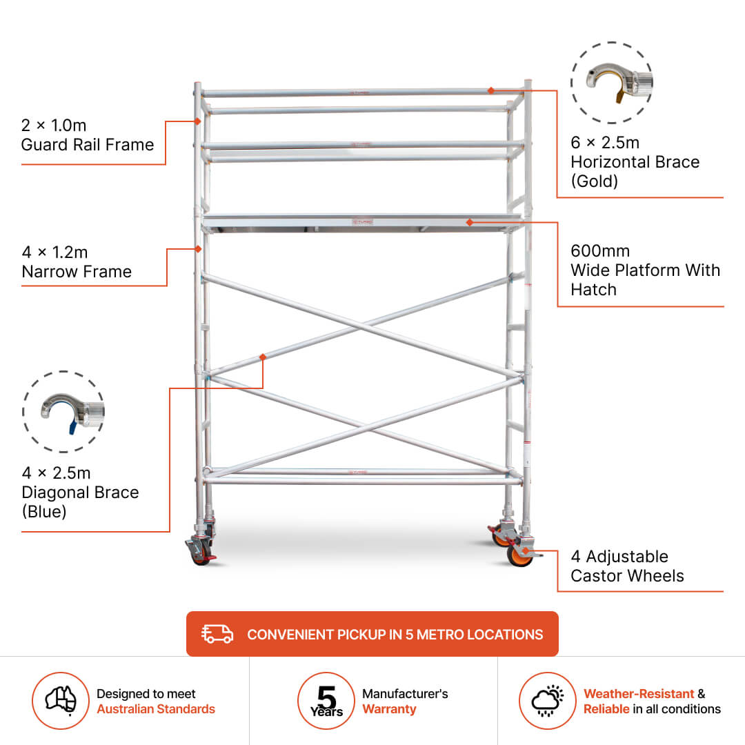 2.7m – 3.0m Narrow Aluminium Mobile Scaffold Base Tower