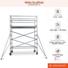 2.7m – 3.0m Wide Aluminium Mobile Scaffold Base Tower with 4 Outriggers