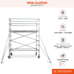 2.3m – 2.6m Wide Aluminium Mobile Scaffold Base Tower with 2 Outriggers