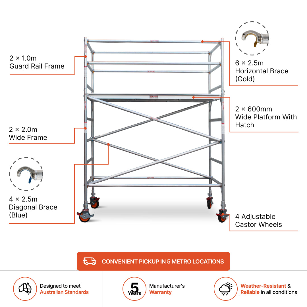 2.3m – 2.6m Wide Aluminium Mobile Scaffold Base Tower