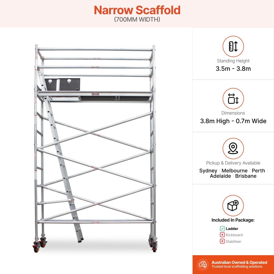 3.5m – 3.8m Narrow Aluminium Mobile Scaffold Base Tower