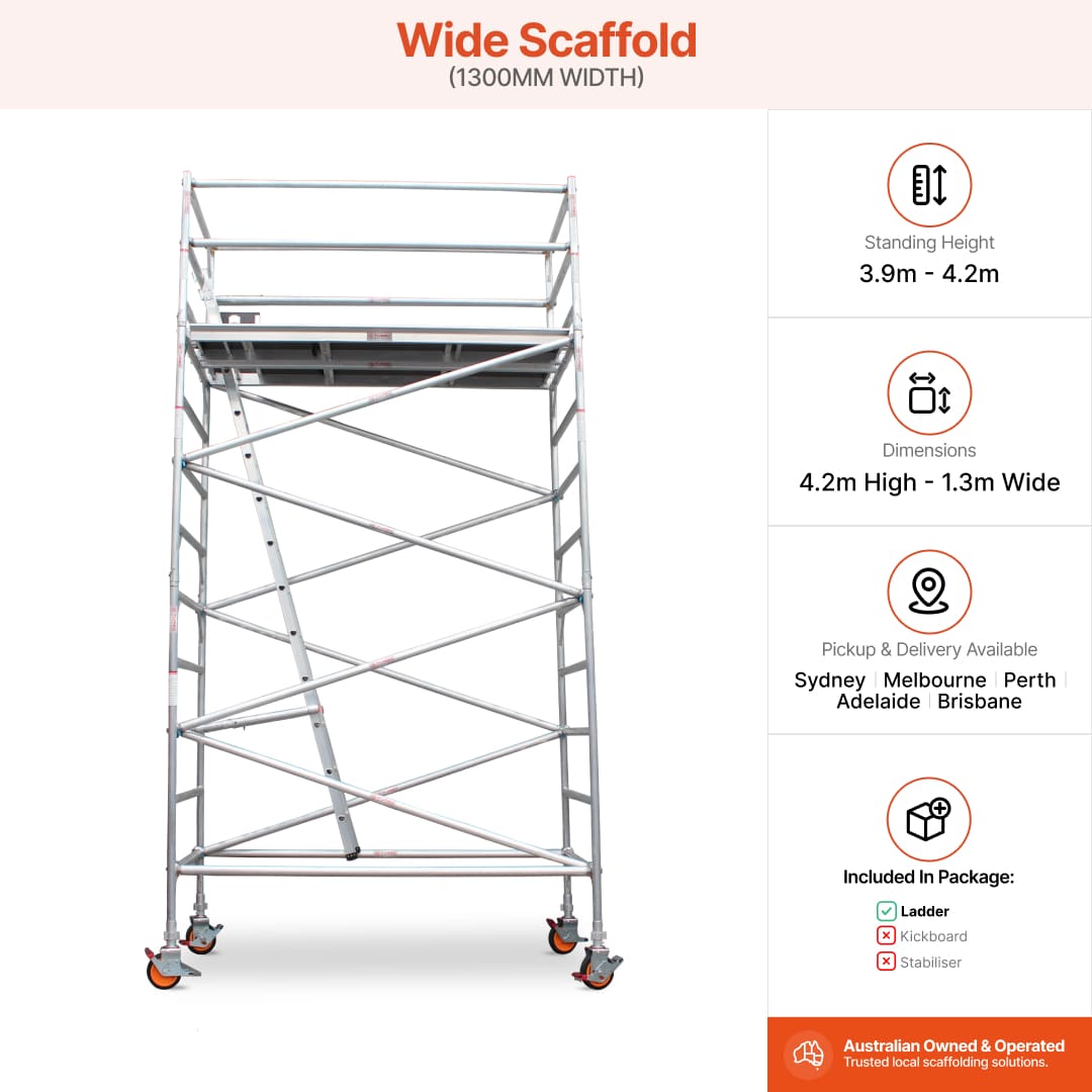 3.9m - 4.2m Wide Aluminium Mobile Scaffold Base Tower