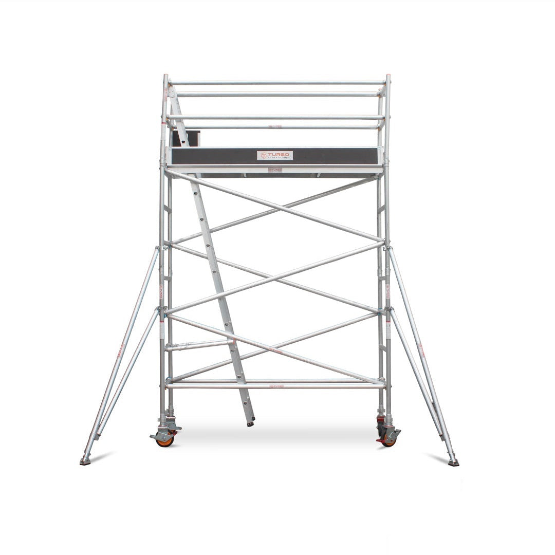 3.1m – 3.4m Narrow Aluminium Mobile Scaffold Base Tower with 4 Outriggers & Kickboards