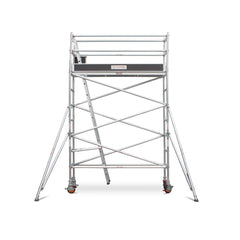 3.1m – 3.4m Narrow Aluminium Mobile Scaffold Base Tower with 4 Outriggers & Kickboards