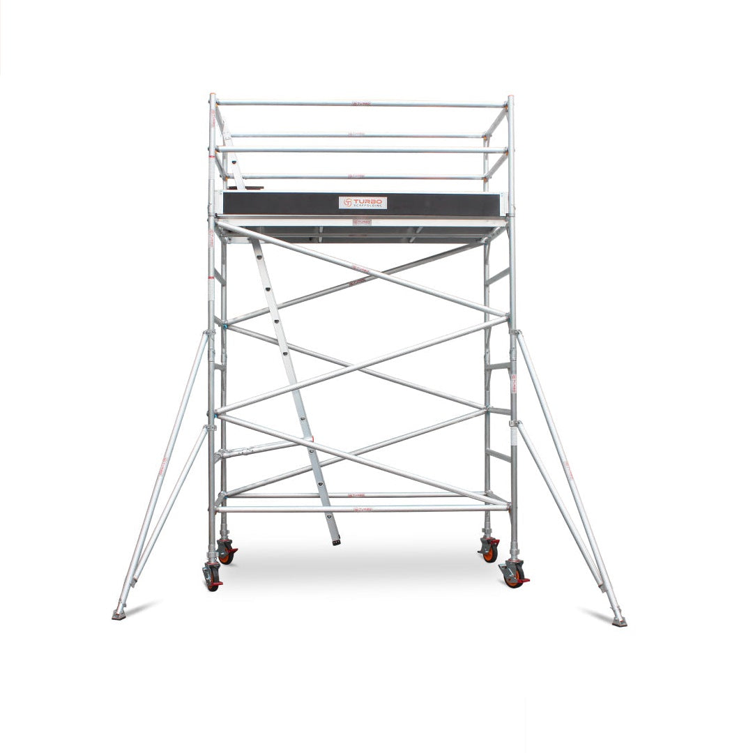 3.1m – 3.4m Narrow Aluminium Mobile Scaffold Base Tower with 2 Outriggers & Kickboards