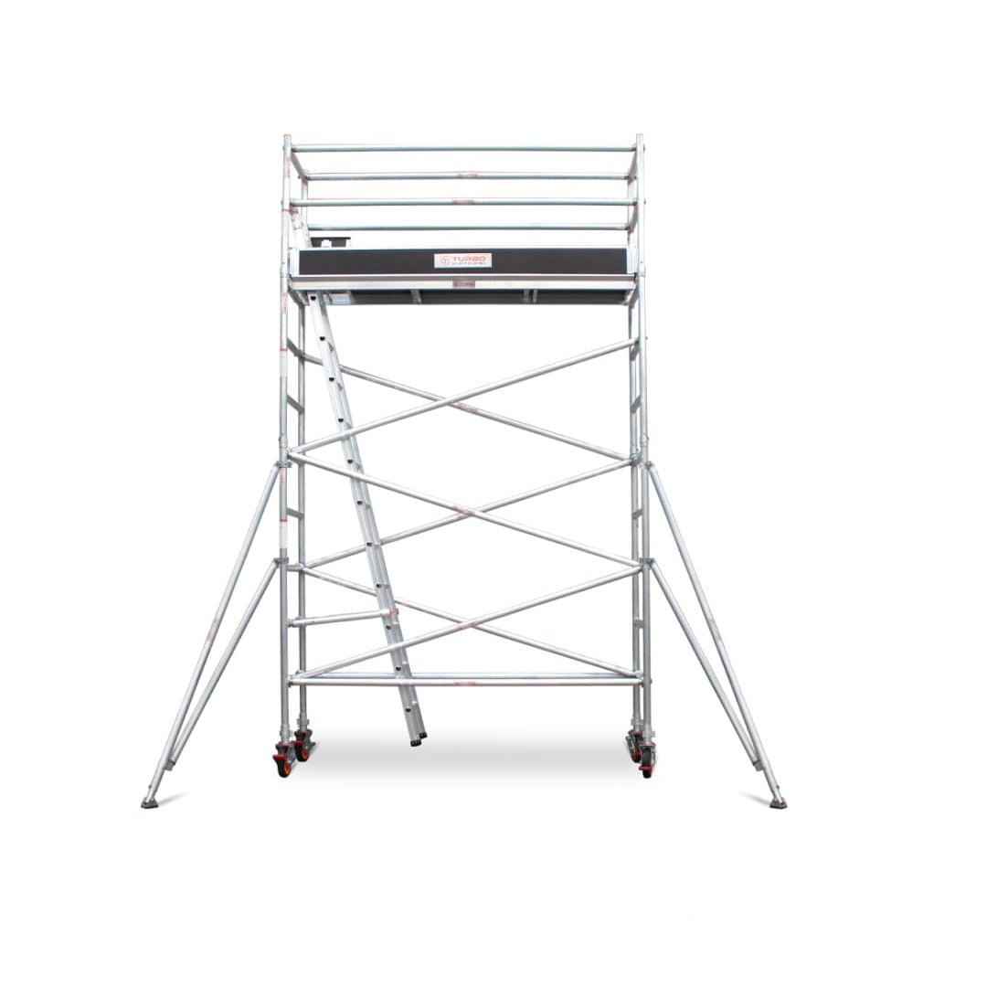 3.5m – 3.8m Narrow Aluminium Mobile Scaffold Base Tower with 4 Outriggers & Kickboards