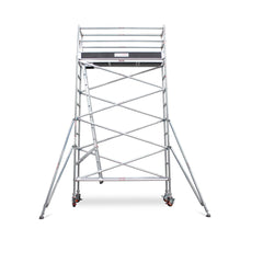 3.9m - 4.2m Narrow Aluminium Mobile Scaffold Base Tower with 4 Outriggers & Kickboards