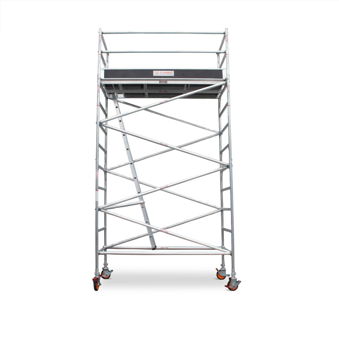 3.9m - 4.2m Wide Aluminium Mobile Scaffold Base Tower with Kickboards