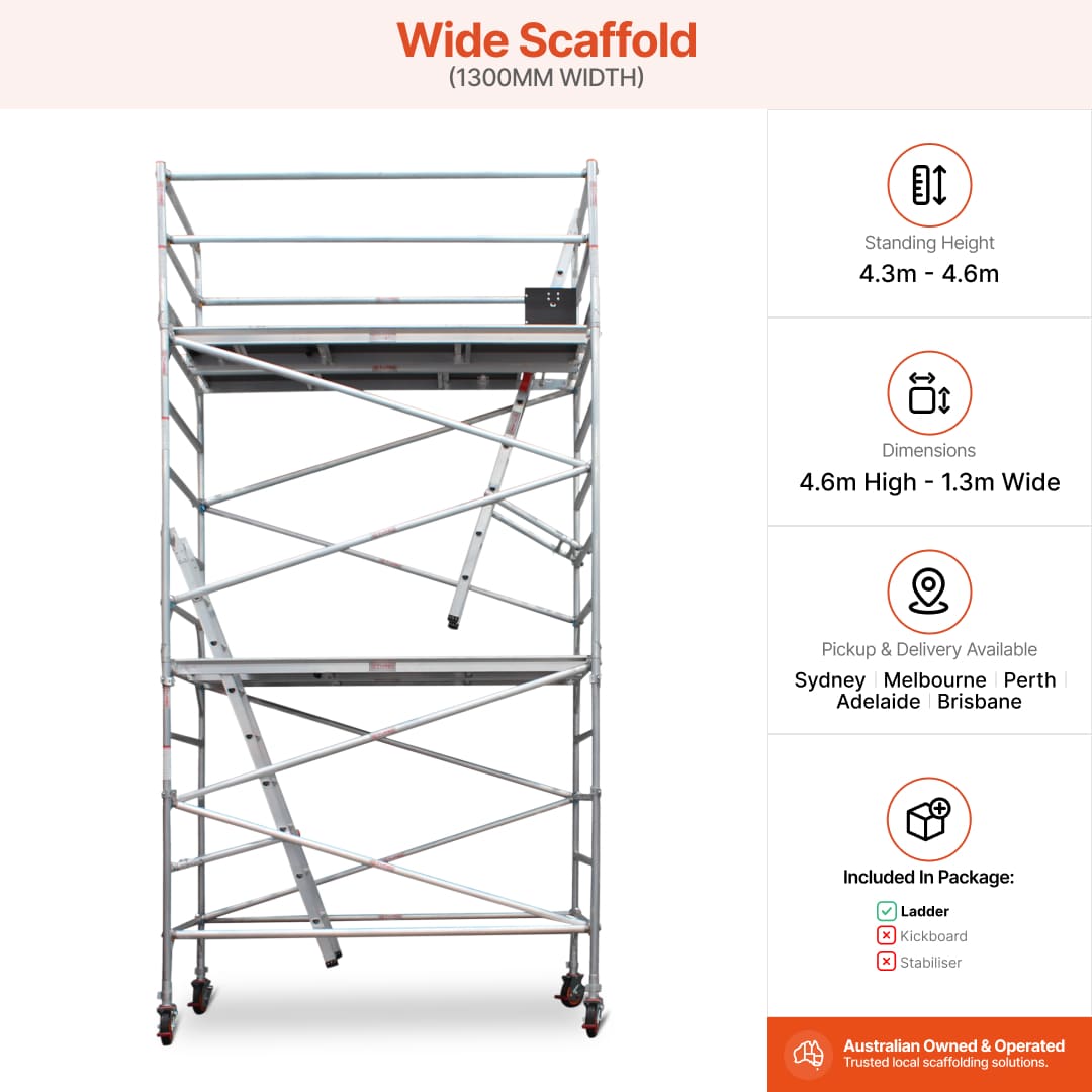 4.3m - 4.6m Wide Aluminium Mobile Scaffold Base Tower