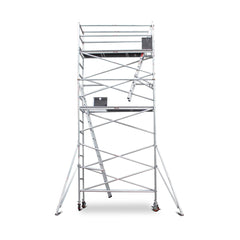 5.5m - 5.8m Narrow Aluminium Mobile Scaffold Base Tower with 2 Outriggers & Kickboards