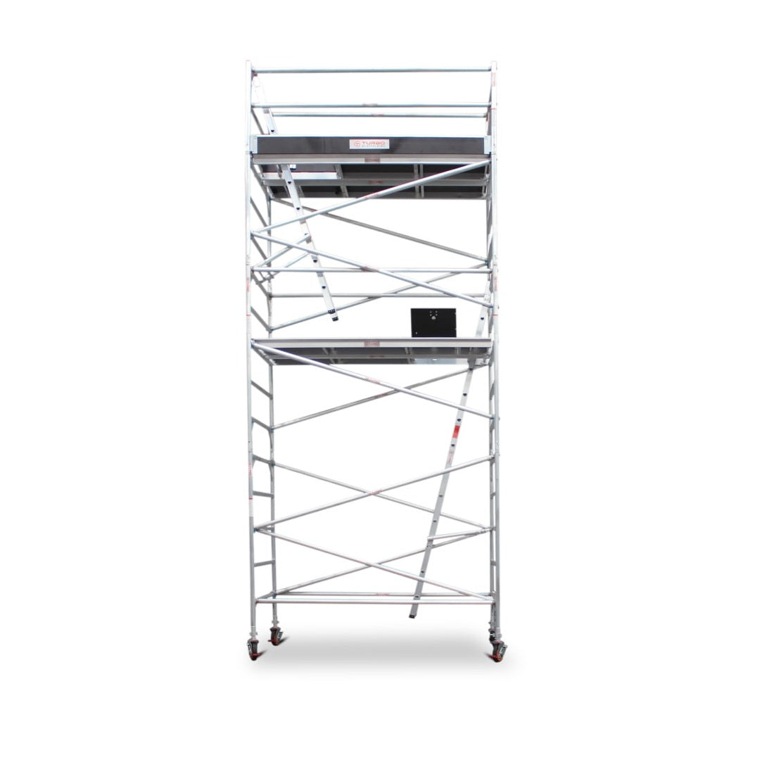 5.5m - 5.8m Wide Aluminium Mobile Scaffold Base Tower with Kickboards