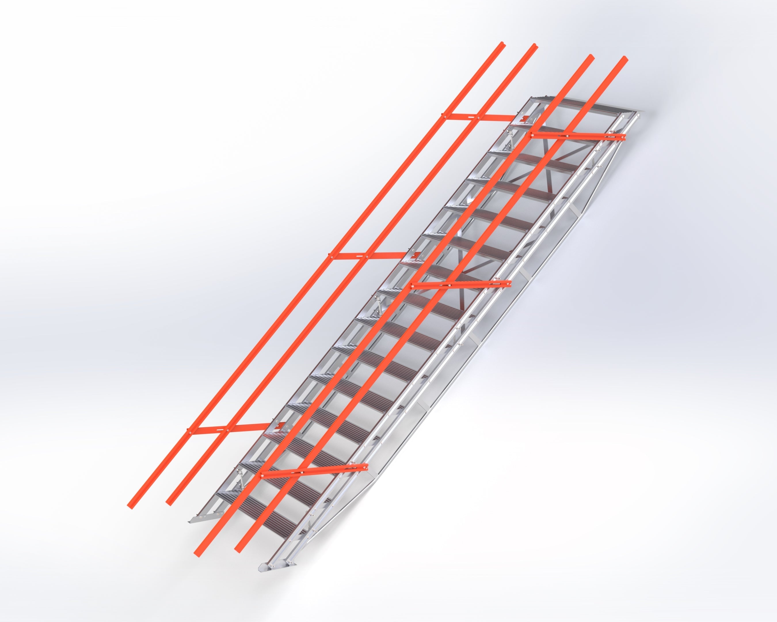 15 Step Narrow Aluminium Adjustable Stair – From 2.39M to 3.33M High